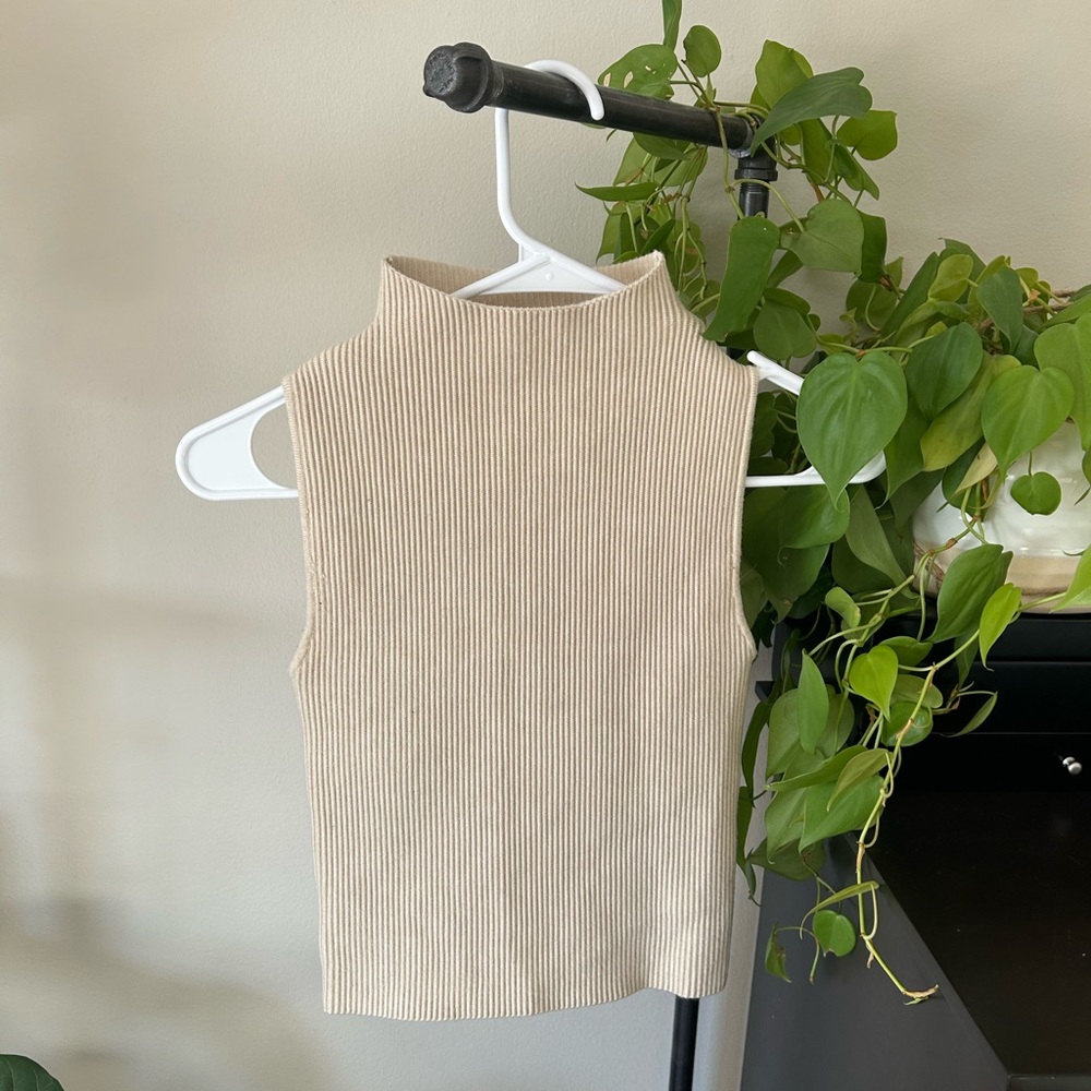 Abound Cream Ribbed Sleeveless Top
